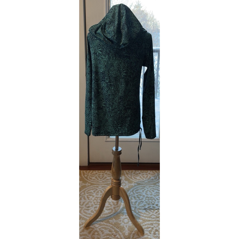 Title‎ Nine Black Teal Botanical Athletic Hooded Women's Small Stretch Active
